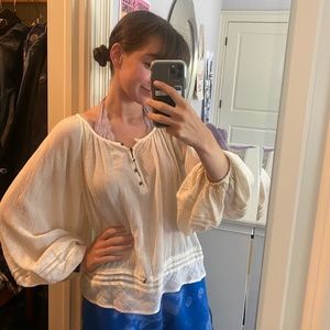 Cream Balloon Anthropologie Blouse